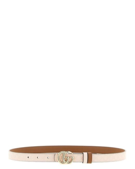 Gucci White 'Gg Marmont' Reversible Belt