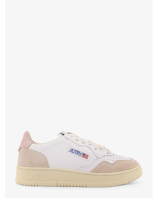 Autry White Medalist Low Leather Low-Top Sneakers With Suede Inserts