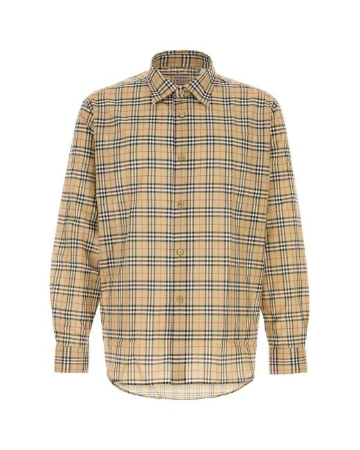 Burberry Natural Embroidered Cotton Shirt for men