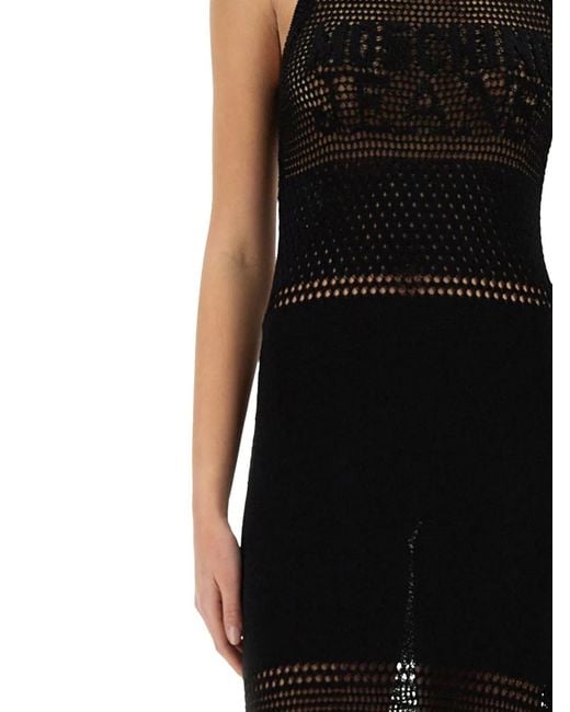 Moschino Black Mesh Dress With Logo