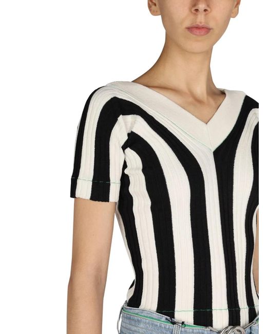 Bottega Veneta Blue Striped Pattern Top