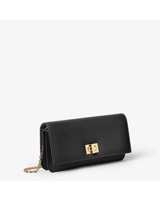 Fendi Black Way Continental Wallet With Flap And Twist Lock