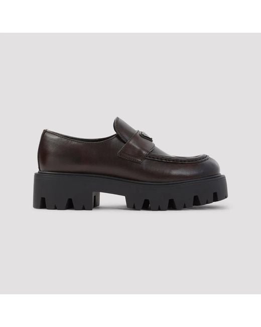 Prada Black Dark Leather Loafers