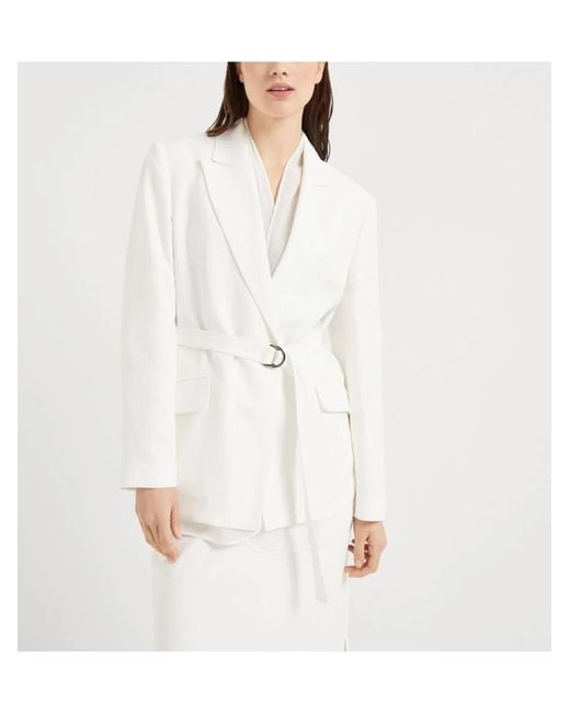 Brunello Cucinelli White Suit Type Belt Jacket