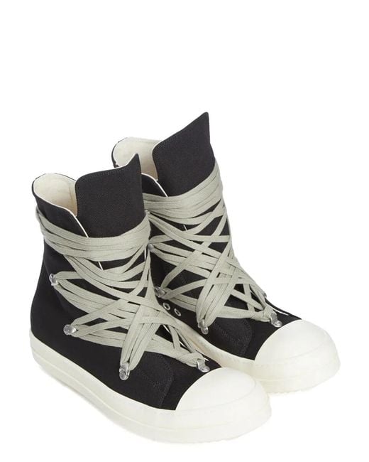 Rick Owens Black Temple Megalace High Sneakers