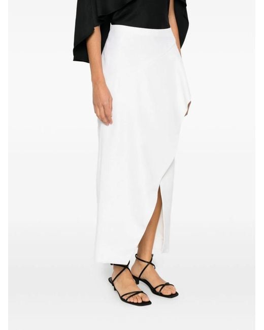 Khaite White Jaia Wool Skirt
