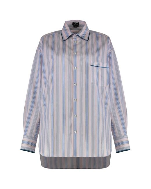 Etro Gray Striped Cotton Shirt