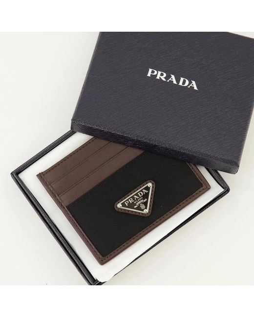 Prada Black Calf Leather Credit Holder for men