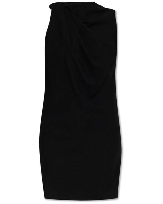McQueen Black Elegant 100% Wool Dress