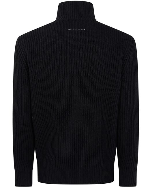 MM6 by Maison Margiela Black Ribbed Knit Jacket for men
