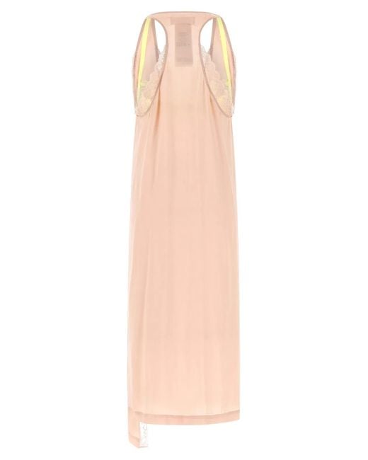 Maison Margiela Pink 'Silk Lace Slip Midi Dress' Dress