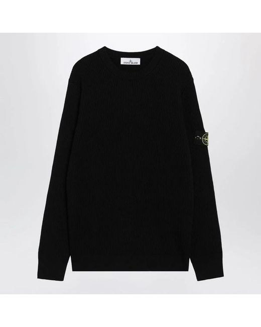 Stone Island Black Wool Sweater for men