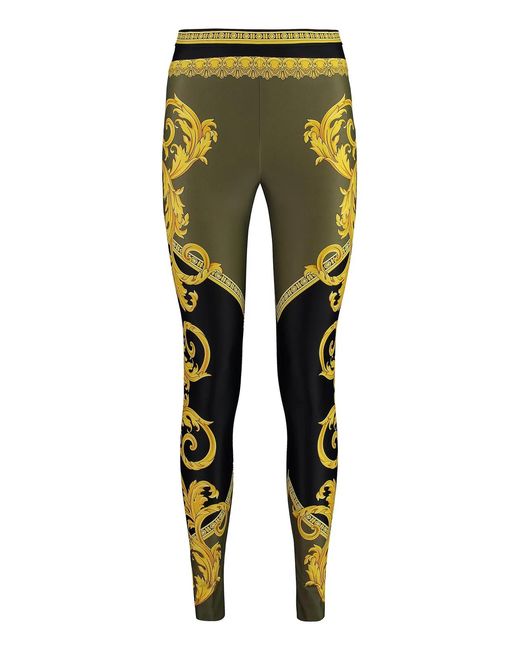 Versace Green Printed Leggings