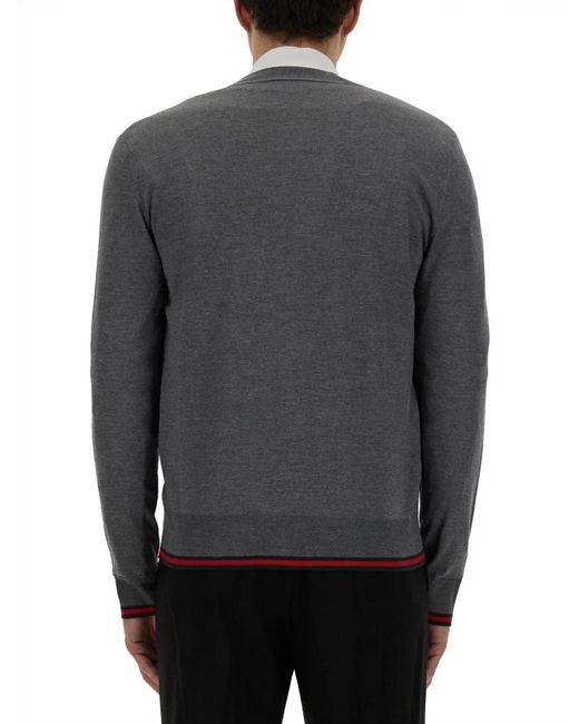 Gucci Gray Web Pattern Cardigan for men