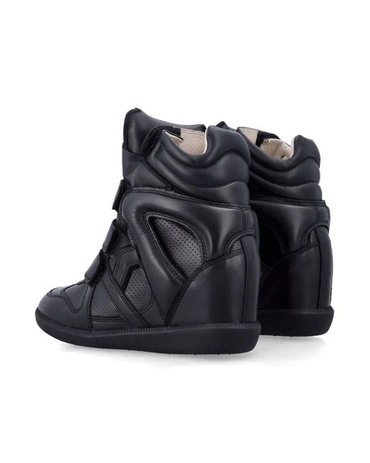 Isabel Marant Black Bekett Leather Wedge Sneakers