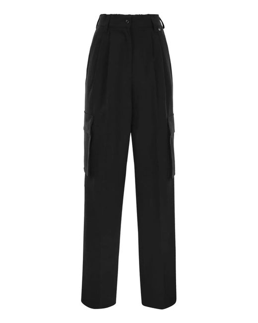 Herno Black Soft Wool Cargo Pants