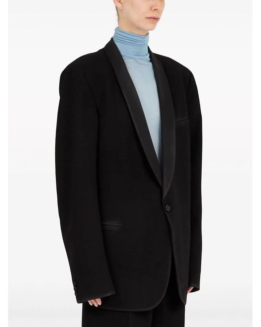 Maison Margiela Black Wool Single-Breasted Blazer Jacket