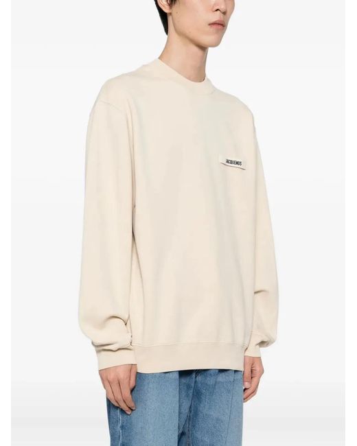 Jacquemus Natural "Le Sweatshirt Gros Grain" Round Neck Sweatshirt for men