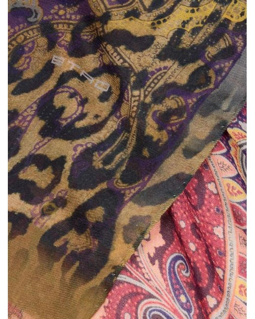 Etro Pink Animal Pattern Scarf for men