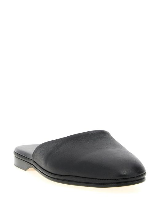 Brioni Black Leather Sabots