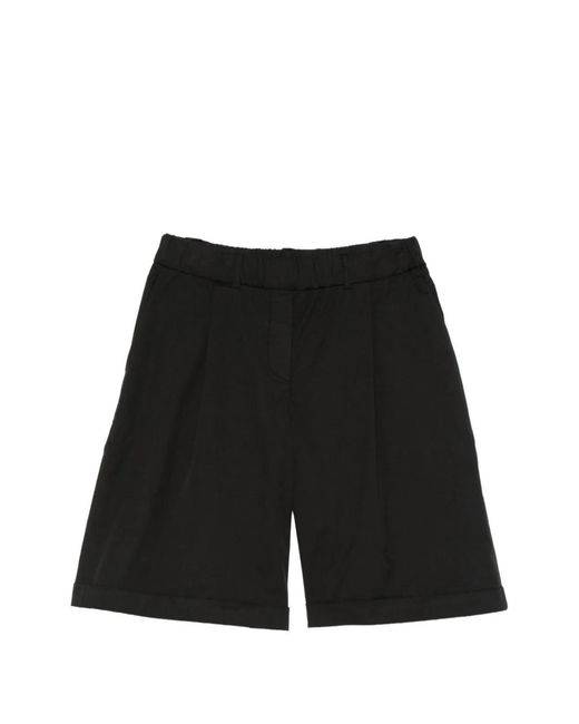 Via Masini 80 Black Cotton Bermuda Shorts