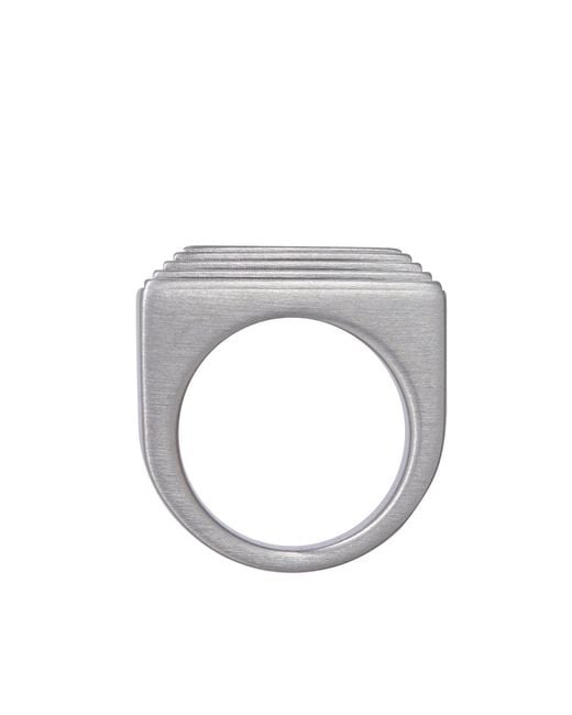 Rick Owens Metallic Etched Beveled Ring for men