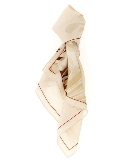 Brunello Cucinelli White 'Bloom Print' Scarf