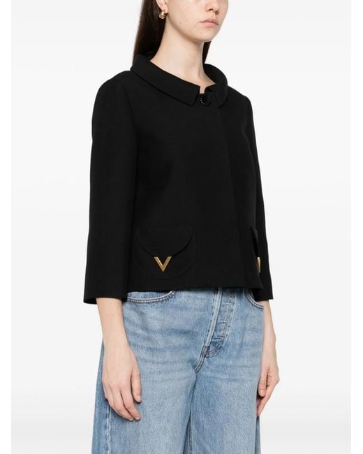 Valentino Black Vlogo Signature Wool And Silk Jacket