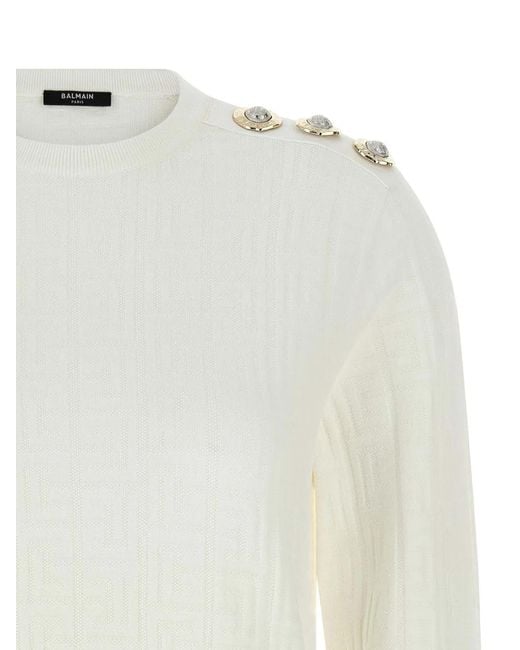 Balmain White Maxi Shoulder Top