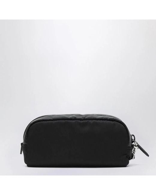 Prada Black Mini Triangle-Logo Makeup Bag