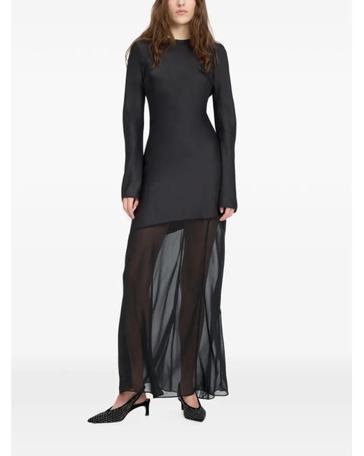 ROTATE BIRGER CHRISTENSEN Black Maxi Ls Slit Dress