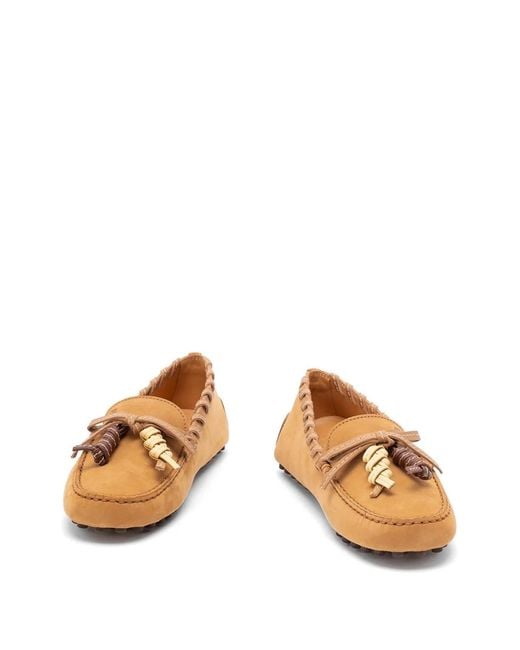 Tod's Brown Light Camel Calf Leather Tassel Shoes