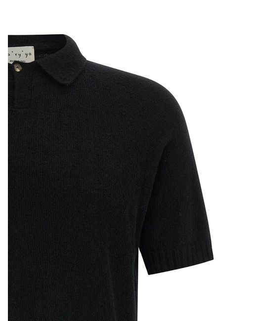 Ma'ry'ya Black Spongy Effect Polo Shirt for men