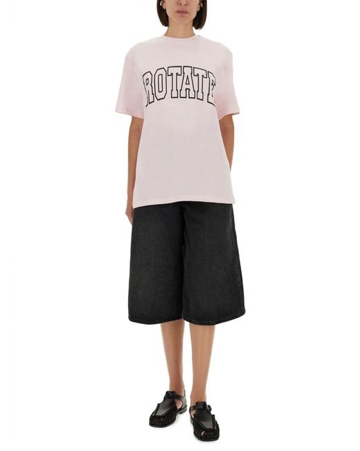 ROTATE BIRGER CHRISTENSEN Pink Rotate Birger Christensen Jersey T-Shirt