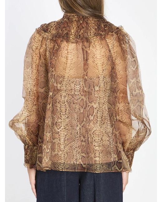 Zimmermann Brown Hypnotic Smocked Blouse