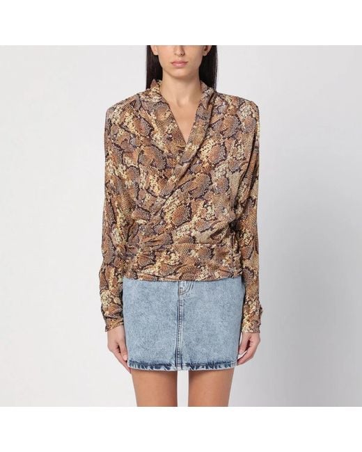 Isabel Marant Blue Snake Print Marlin Blouse