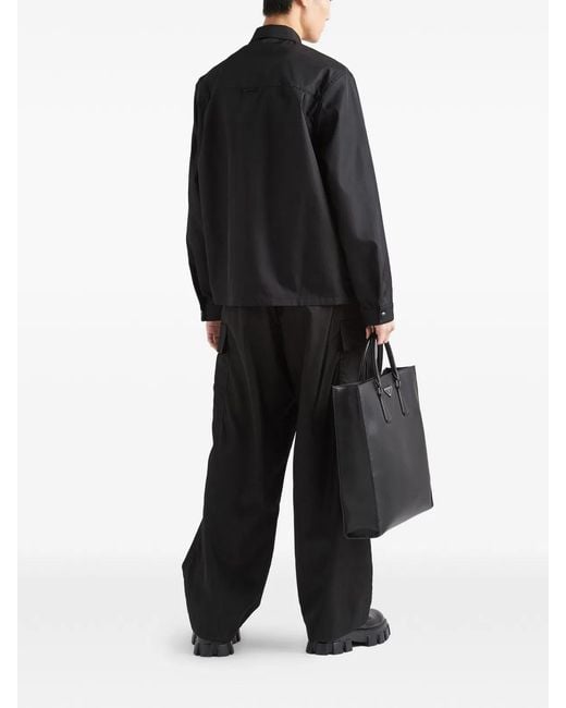 Prada Black Re-Nylon Point-Collar Shirt for men