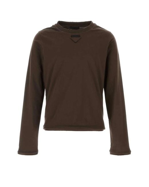 Prada Brown Cotton T-Shirt for men
