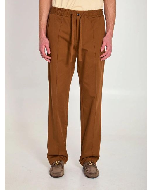 Valentino Garavani Brown Cotton Gabardine Pants for men