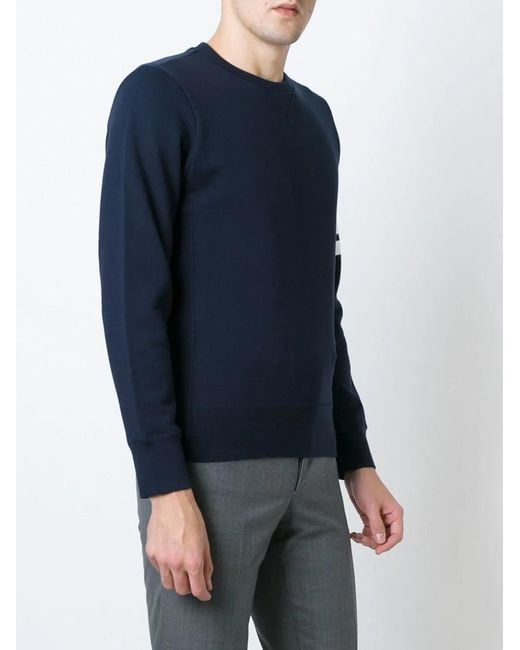 Thom Browne Blue Cotton Crewneck Sweatshirt for men