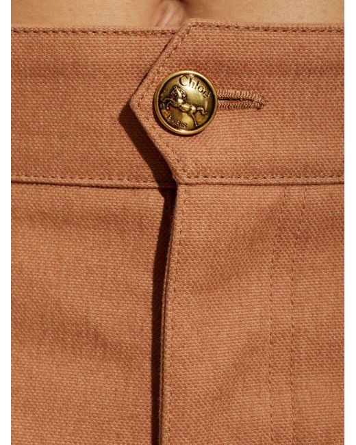 Chloé Natural Cotton Barrel Trousers
