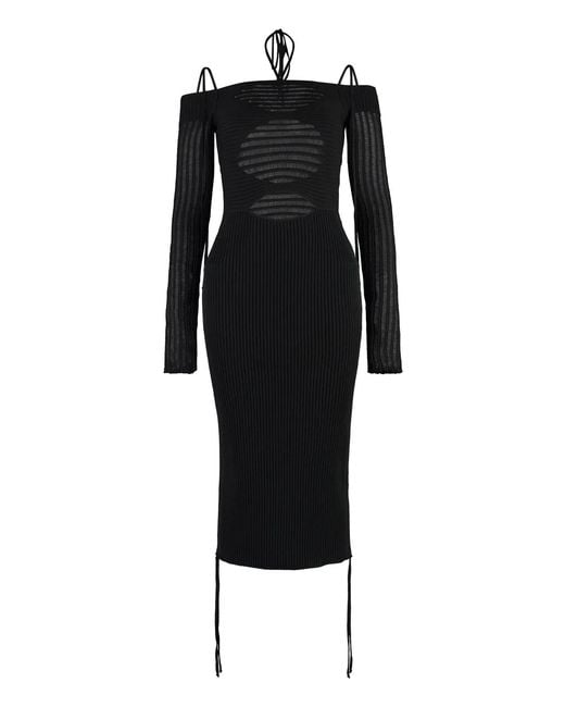 ANDREADAMO Black Andreadamo Ribbed Knit Dress