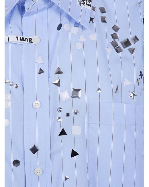 Maison Mihara Yasuhiro Blue "Embellished Stripe" Shirts