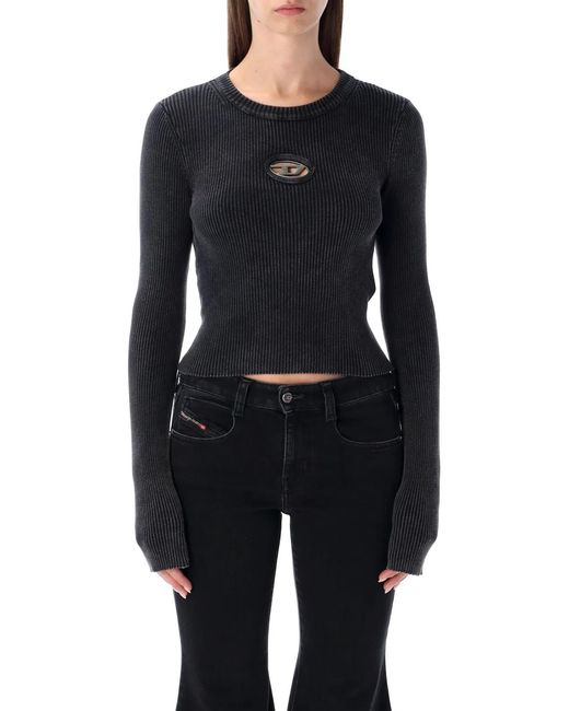 DIESEL Blue M-Anchor-A Ribbed Long-Sleeve Top