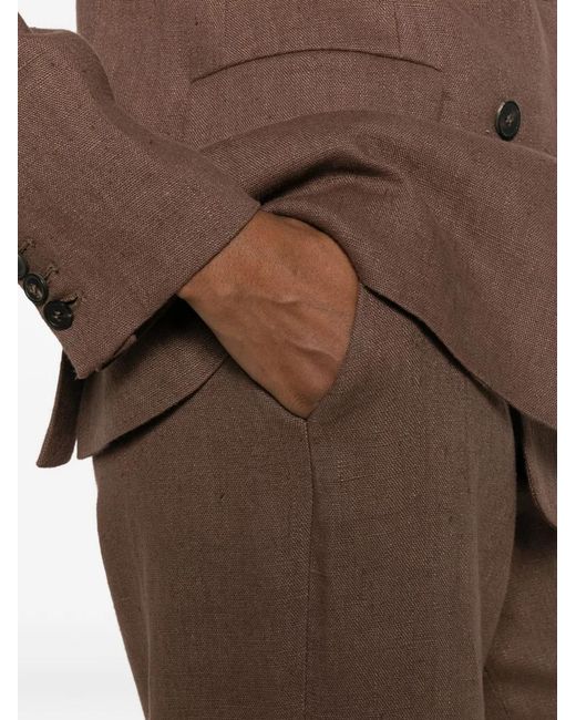 Via Masini 80 Brown Linen Trousers