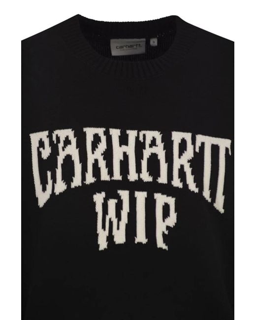 Carhartt Black Cotton Crew Neck Jumper With Jacquard Logo