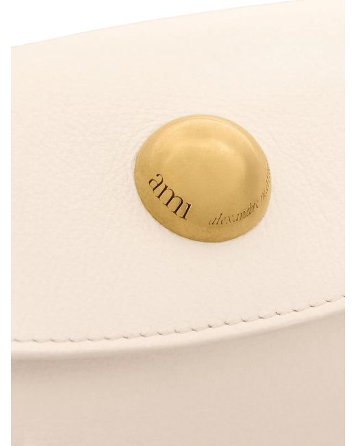 AMI White Mini Carrousel Leather Shoulder Bag
