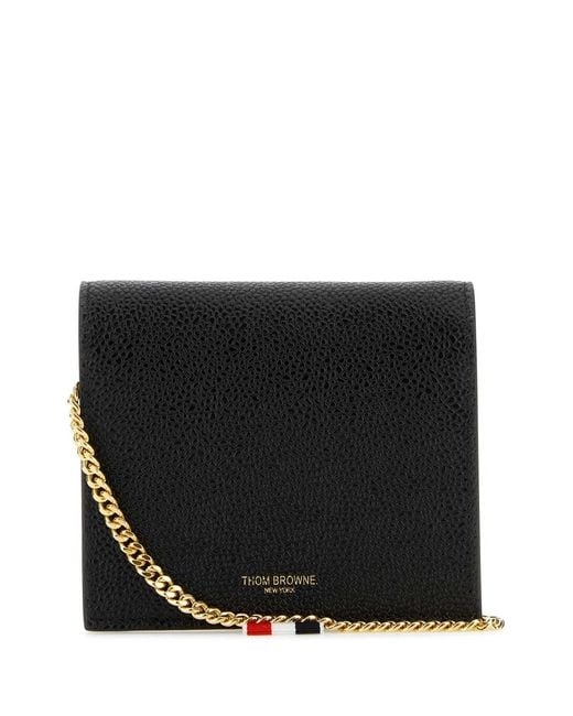Thom Browne Black Leather Card Holder