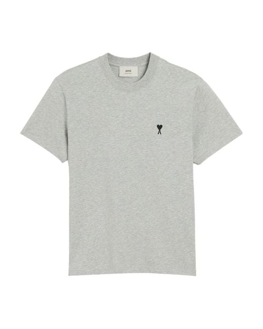 AMI Gray Ami De Coeur Cotton T-Shirt for men