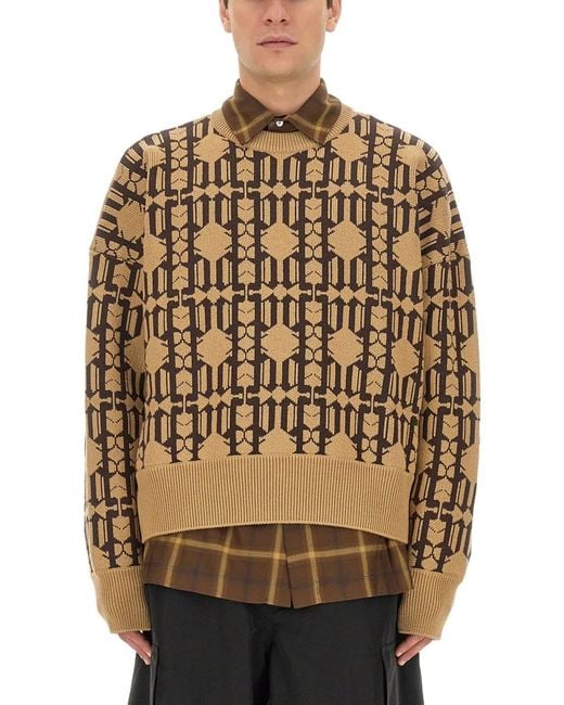 Palm Angels Natural Jacquard Sweater for men